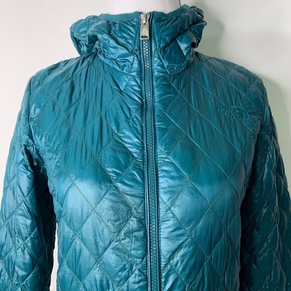 The North Face Women’s Teal Diamond Stitch Full Zip Hoodie Coat Jacket Size XS - Picture 2 of 13